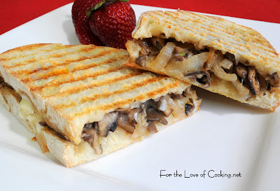caramelized portobello and onion panini with chaumes