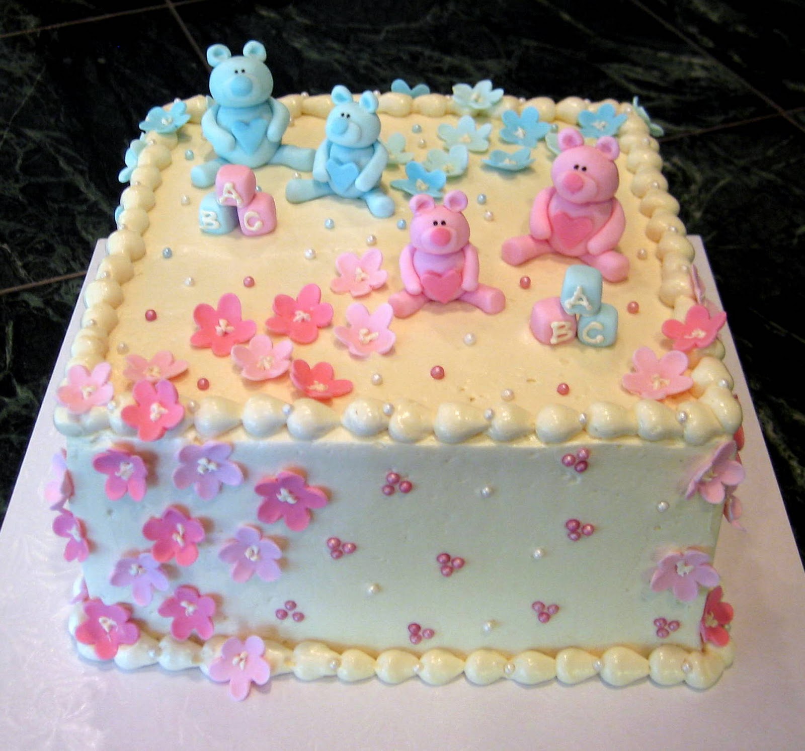 Twin Boy & Girl Baby Shower Cake