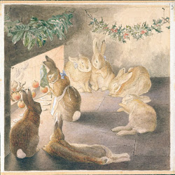 christmas beatrix potter rabbits london rabbit watercolors peter drawings bunnies watercolor bunny roasting apples painting cottage illustration auctioned cards watercolour