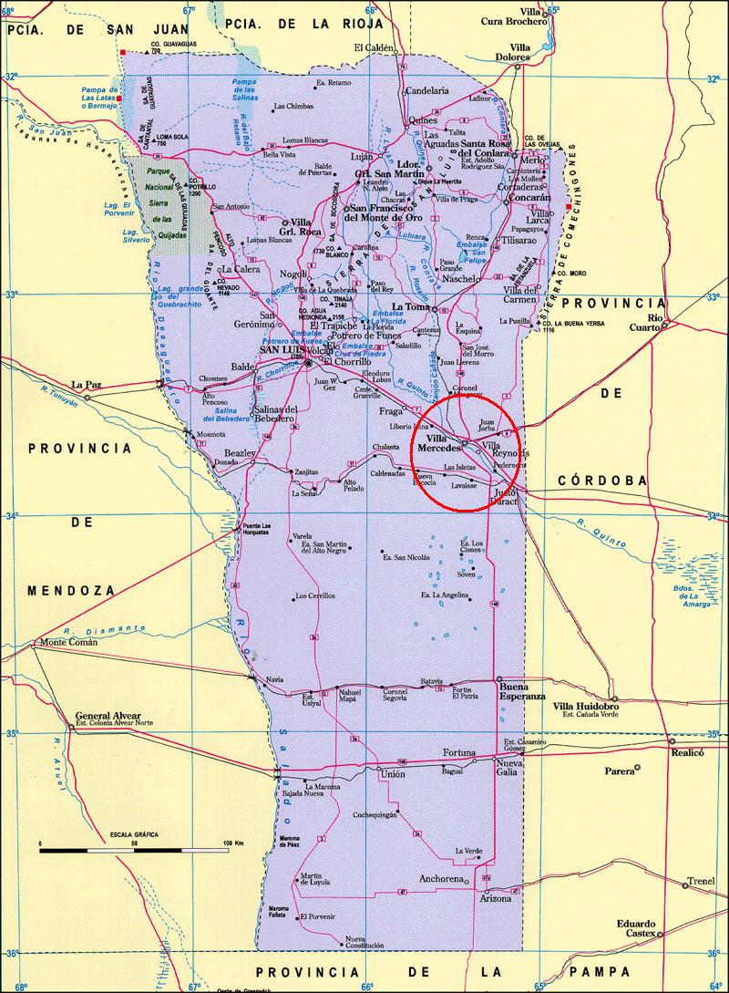 Mapa de la ribera villa mercedes san luis