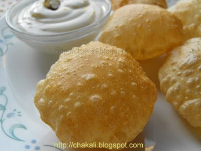 puri bhaji, wheat flour puri, Indian fried flat bread, shrikhand puri