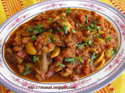Mushroom Masala, Mushroom Curry, Indian spicy curry