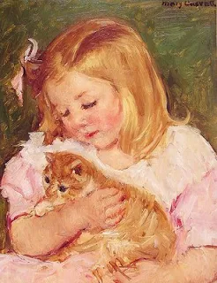 Child and cat by Mary Cassatt