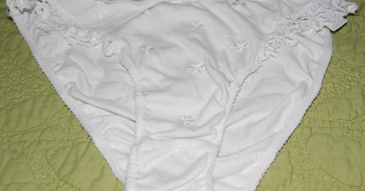 Real Women's Panties White cotton bikini panties with lace trim
