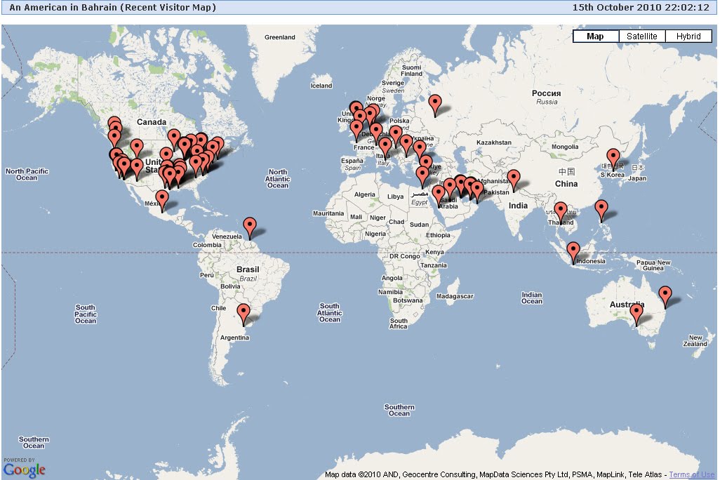 Blog Map--Now serving 6 continents (see second map for Africa)