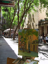 painting abroad plein air, barcelone on picture