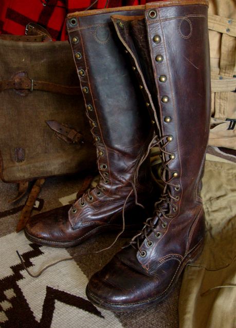 RIVETED: 1930'S HORSEHIDE HUNTING/MOTORCYCLE BOOTS