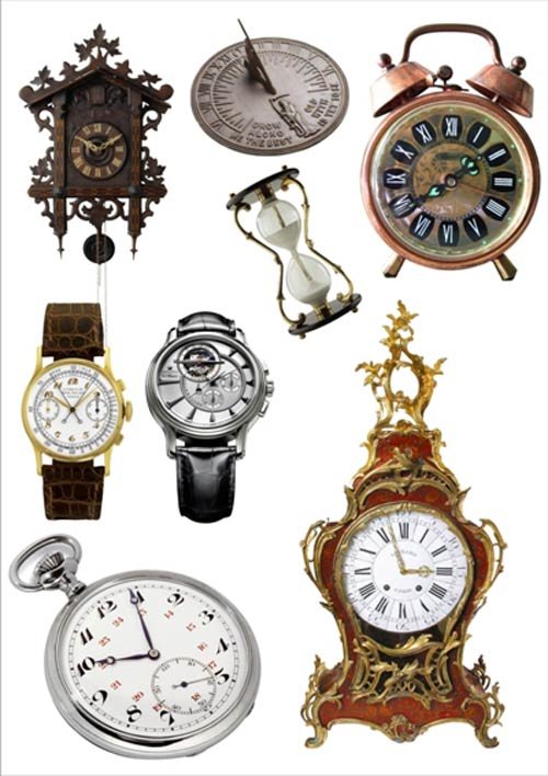 Разные часы. Часы разные виды. Часы разных эпох. Иллюстрации с изображением разных видов часов