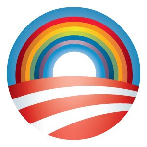 obama and biden running with gay pride flags
