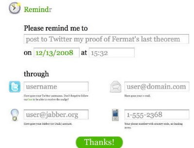 Remindr.info Påminnelsetjänst på webben