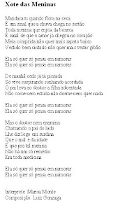 Texto Xote das meninas e atividades ~ Cantinho das Atividades
