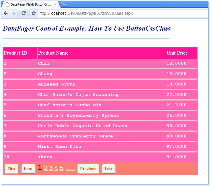 Dot Net Examples: How to use ButtonCssClass in DataPager