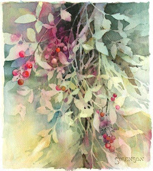 negative painting leaves watercolor berries swenson brenda paintings watercolour artist paint technique paper january chipped gradually away lights flower techniques