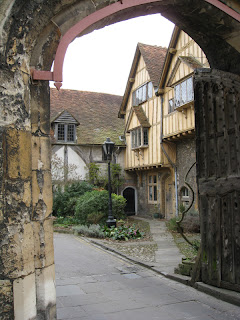 Cathedral close through an archway