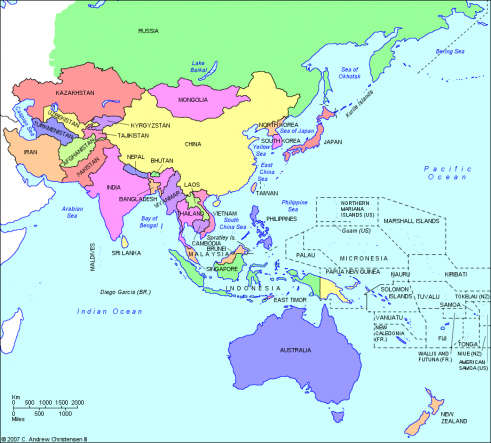 Gambar Peta Asia Pacific Lengkap Indonesia Dunia Australia