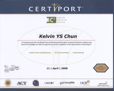 Alexander Ahmann CFP3 Fall 2010: IC3 Certification