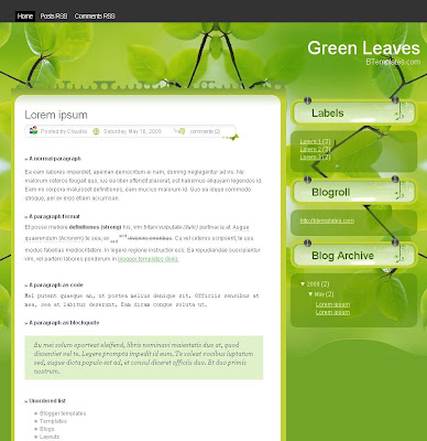 Green Leaves Blogger Theme