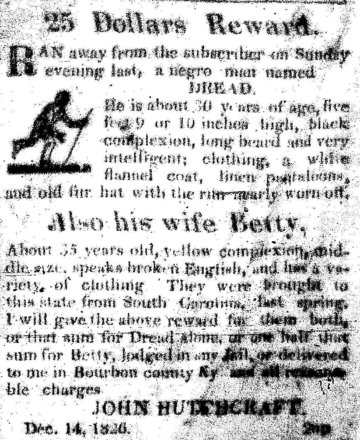 Random Thoughts on History A Sample of Kentucky Runaway Slave