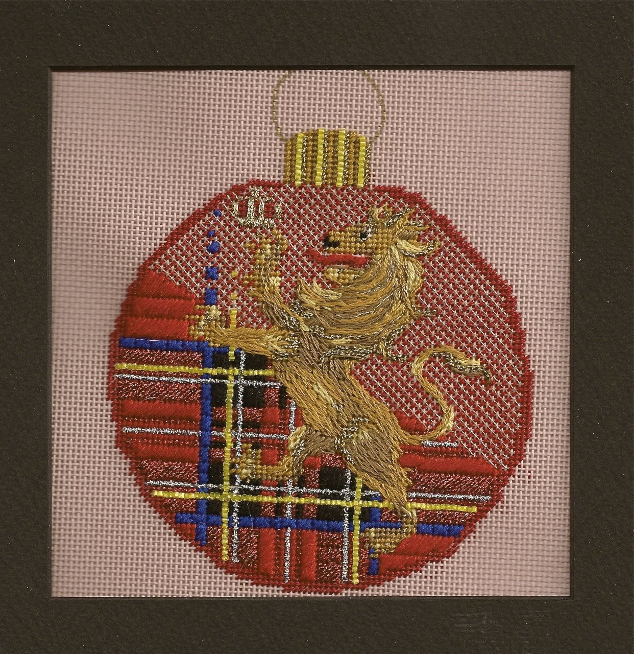 NEEDLEPOINT STITCH GUIDES Stuart Plaid Lion Dynasty Ornament