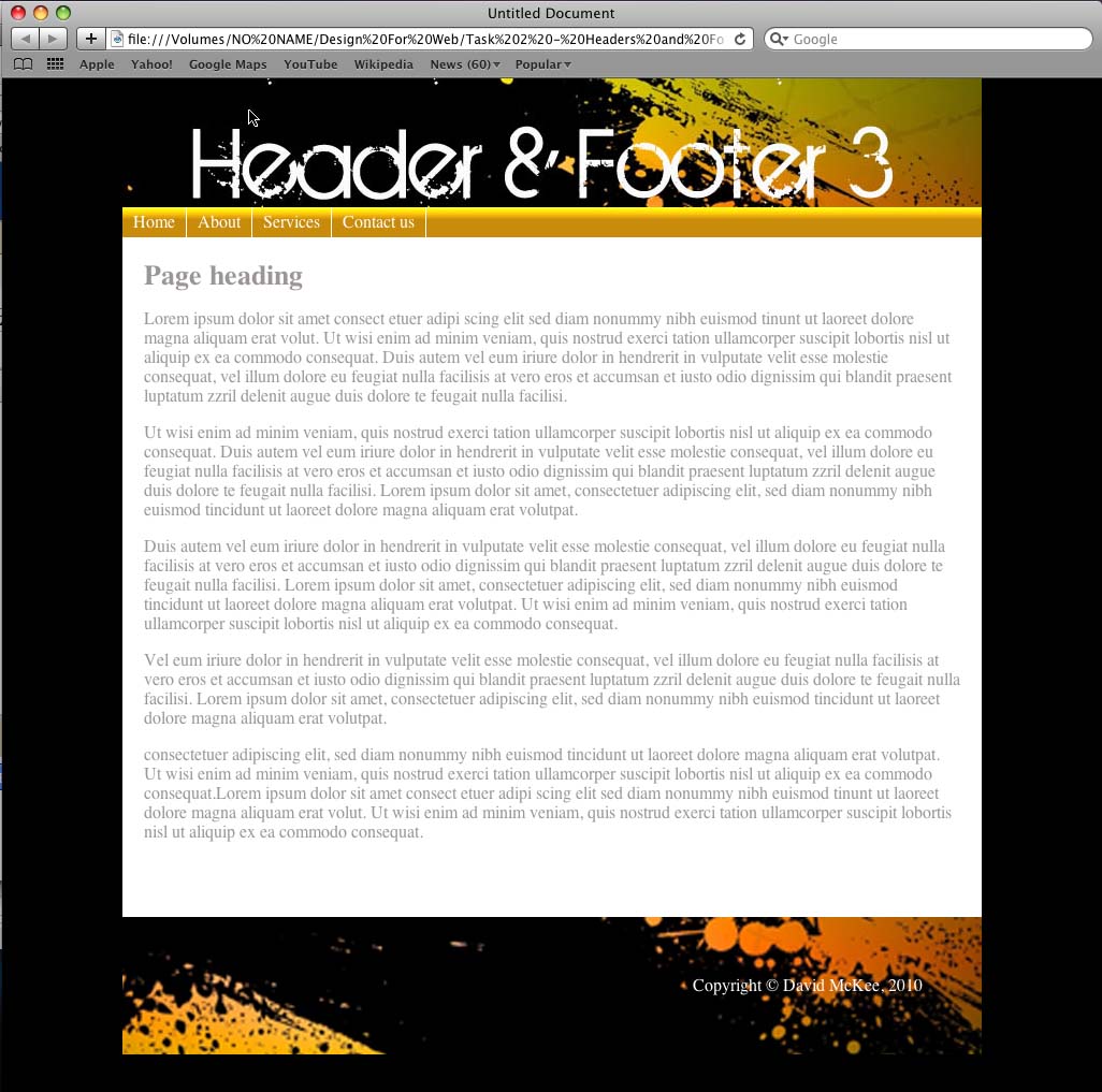 DMG110 DMG 110 Task 2 Header & Footer Designs