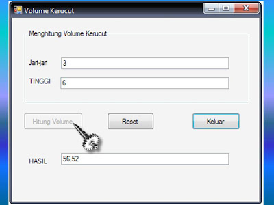 Program menghitung Volume kerucut menggunakan VB (Visual basic) ~ Fiya ...