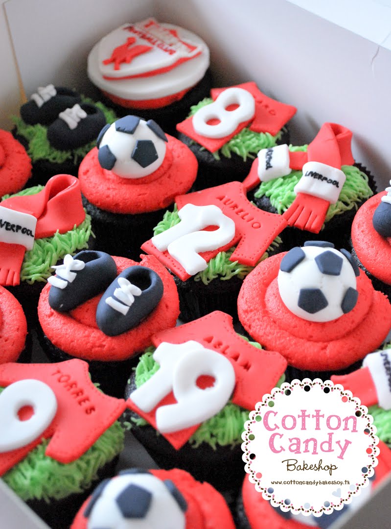 cotton candy Liverpool theme birthday cupcakes