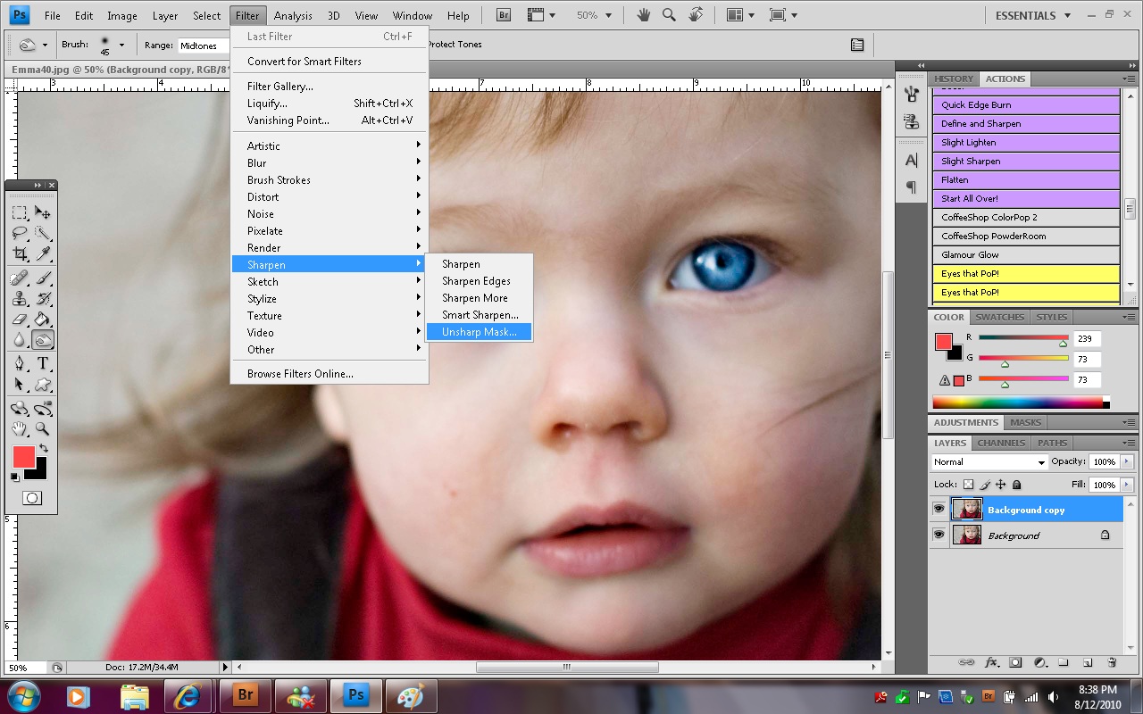 JanelleRushinPhotography Tutorial 1 Sharpening Eyes