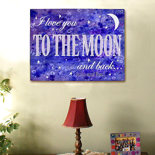 Personalized Gifts Personalized To The Moon and Back Canvas Wall Art