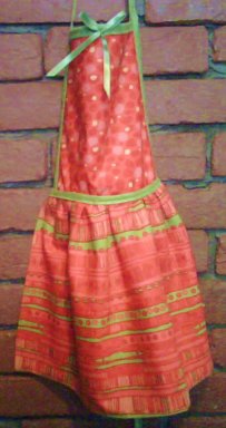 Dee's attempt to sew, an apron for her grand-niece.