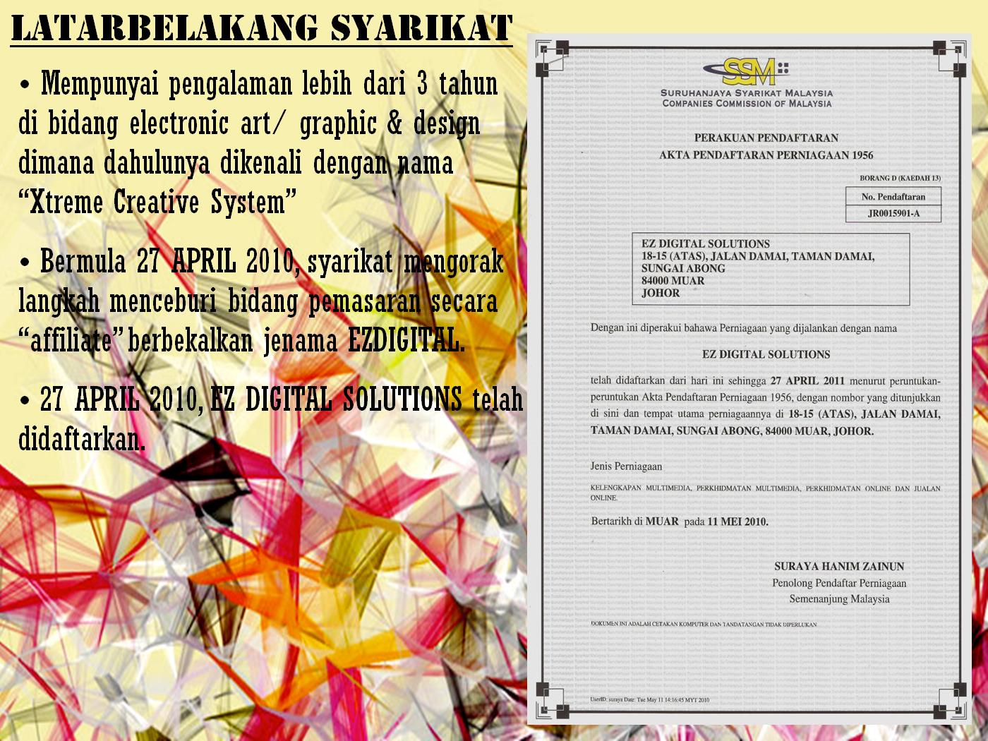 Latar Belakang Syarikat - Ezglory Dot Com