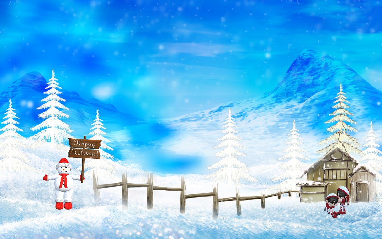 Christmas snow wallpaper image : Blue Mountains , Trees covered by white 