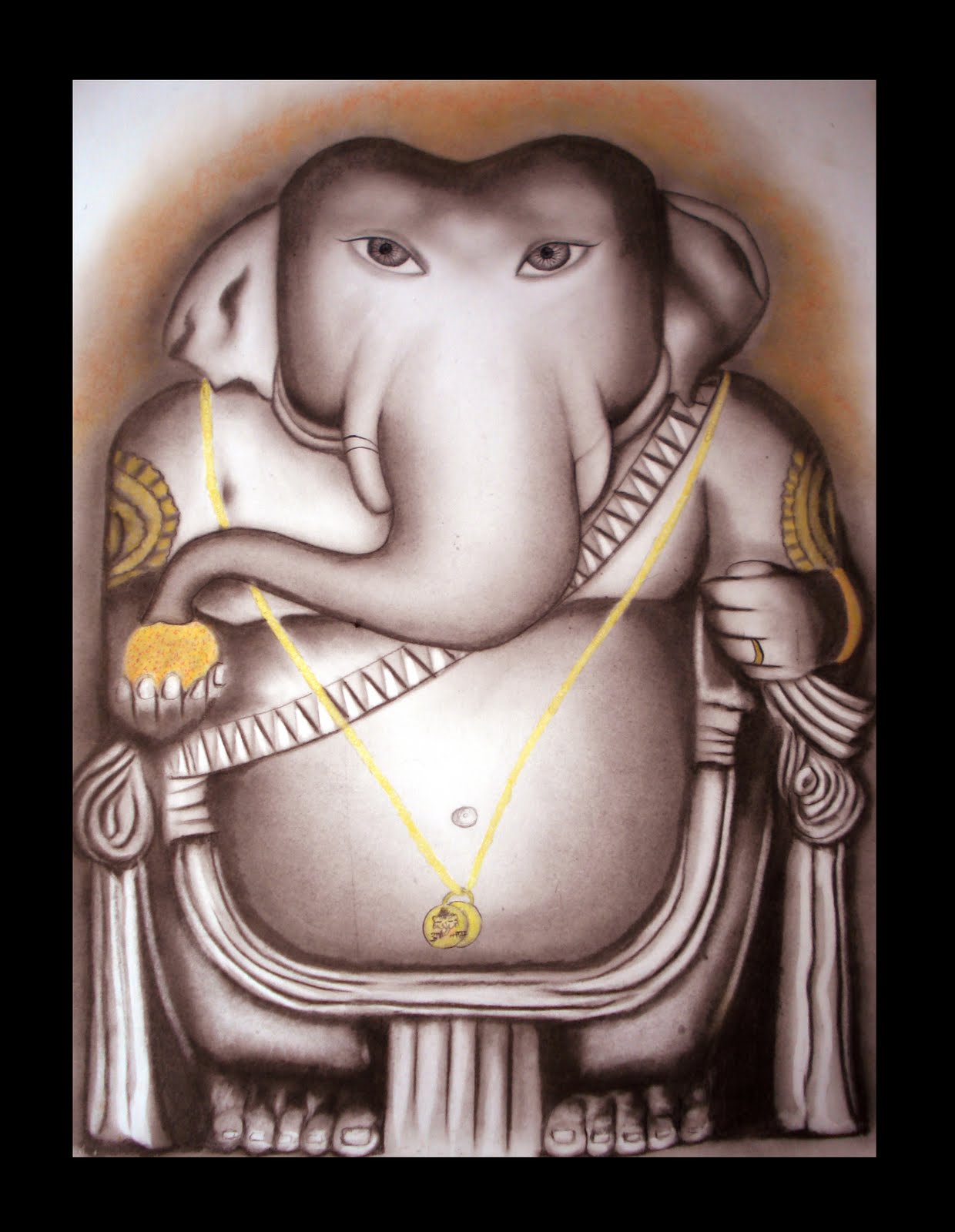 99 CHARCOAL DRAWINGS STANDING LORD GANESHA