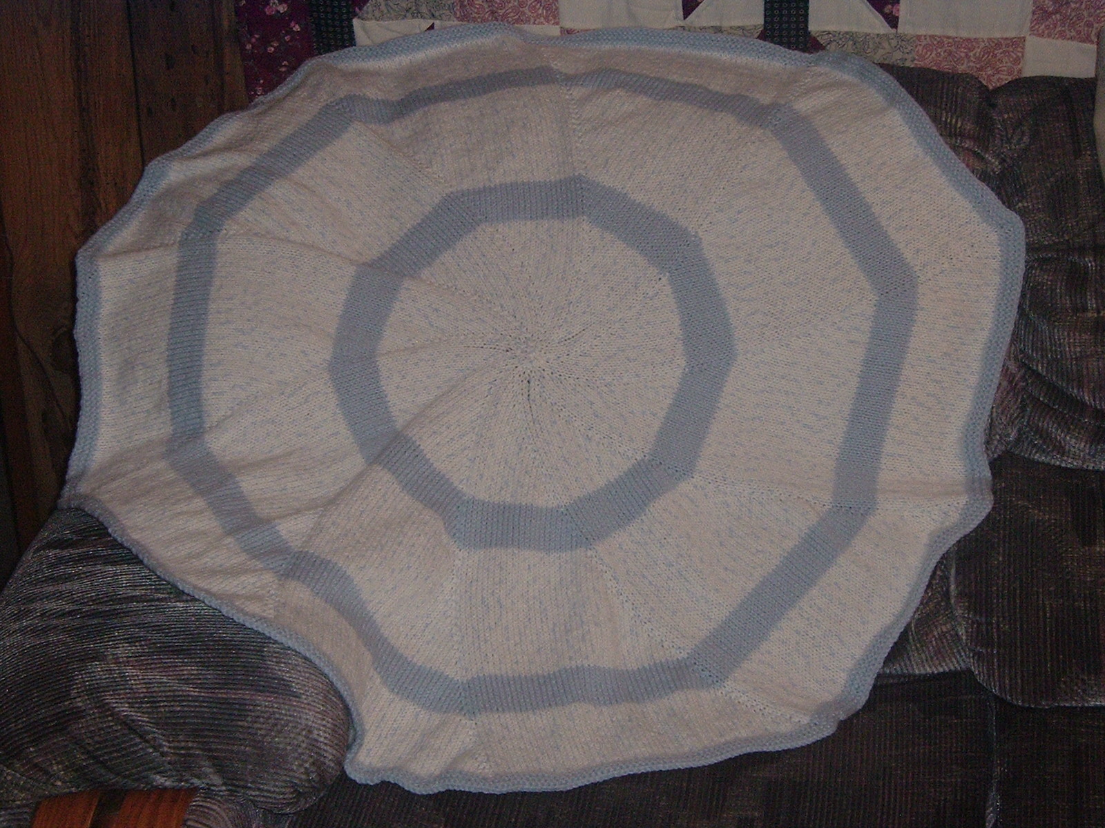 Knit and Pray Blue/White Round Baby Blanket