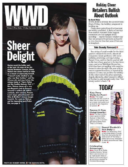 Emma Watson covers Women's Wear Daily 11102010 Emily Jane Johnston