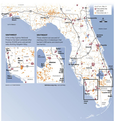 Florida map and travel information - FloridaWildfire2009