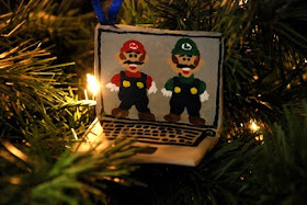 Mario Luigi DS Christmas ornament paper mache