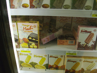 durian ice cream bars in display case at Great Wall