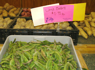 fresh lima beans in pods at Miller Farm store