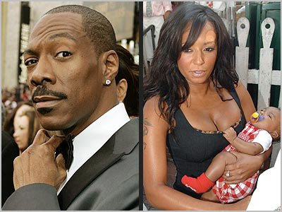 Eddie Murphy on the left and Mel B on the right with her baby girl Angel Iris Murphy