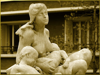 statue, paris, Paris, statut, femmes, enfant, famille