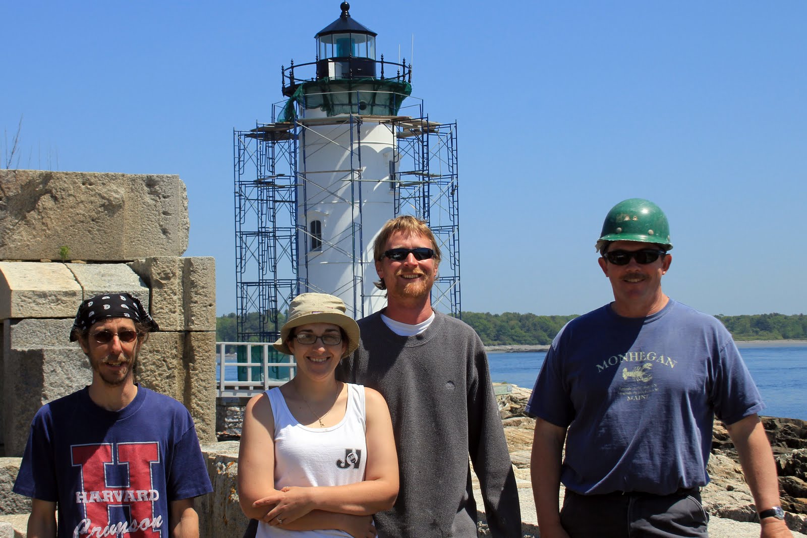 New England Lighthouses J.B. Leslie Masonry Company work crew at Portsmouth Harbor Lighthouse