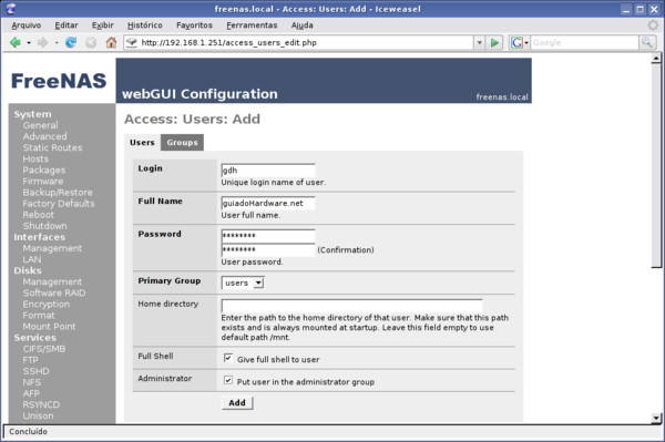 Blog Hardway: Tutorial configuração FreeNAS