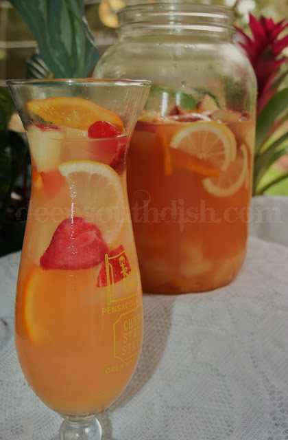 A blend of white wine, lemon, pineapple, orange, apple and strawberries, it's a perfect party cocktail for spring and summer!