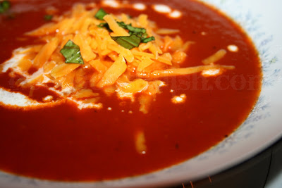 Tomato soup made from fresh garden tomatoes and sweet Vidalia onions. It's a light meal even on a hot summer day.