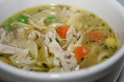 Homey and healing chicken noodle soup, made with a homemade stock from a whole chicken and fresh veggies.