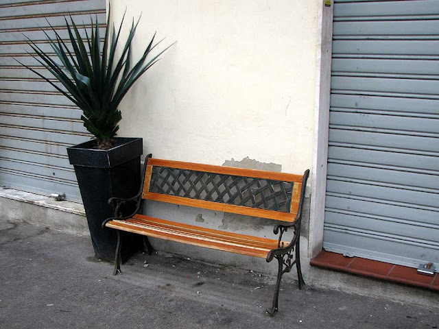 Bench outside a shop, via Malta, Livorno