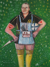 Character Painting of Darren, Selkirk Youth Rugby Coach and local butcher at J.A . Waters and Sons.