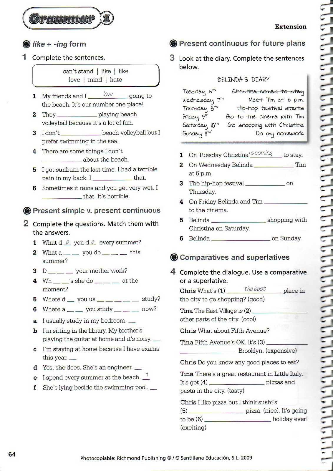 Extra Activities Unit 1 (English in Motion 3):