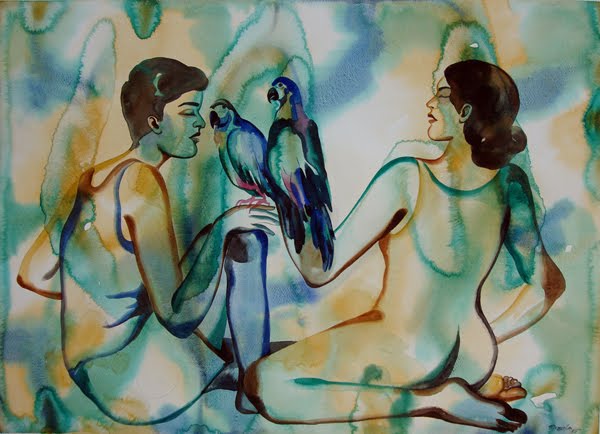 love birds,21x28in,wc on paper,2010