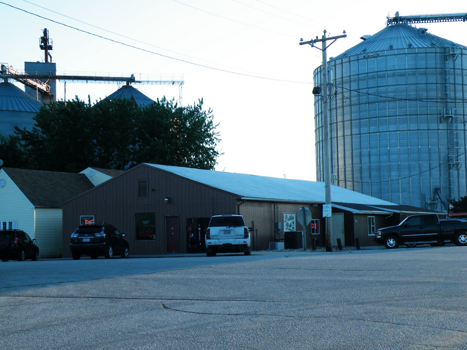 Camp Stanhope Pickles Restaurant in Kamrar and a tractor in water...